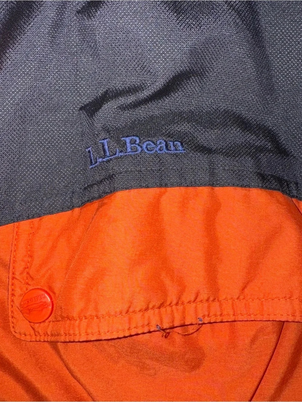 Rare Vintage L.L. Bean Kids Neon Orange , Black & Blue Ski Jacket With Hood
